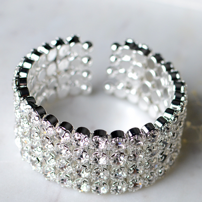 Victoire Silver Bracelet-4 row Diamond Cuff