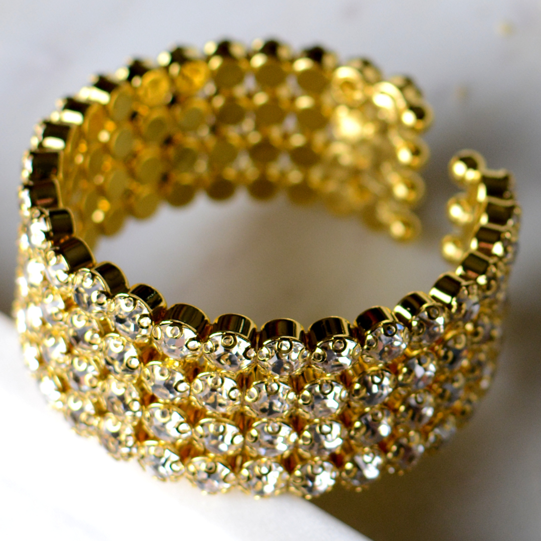 Victoire Gold Bracelet-4 row Diamond Cuff