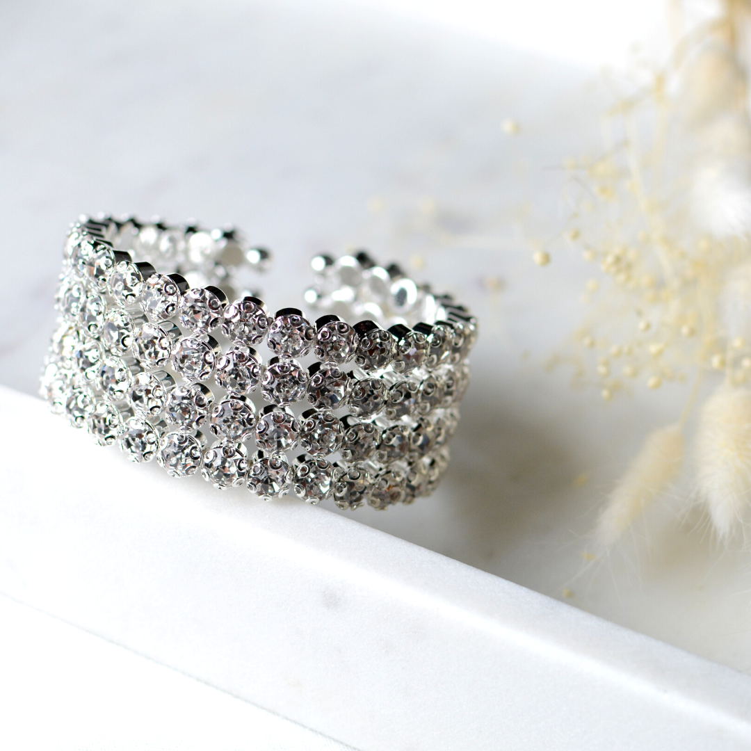 Victoire Silver Bracelet-4 row Diamond Cuff