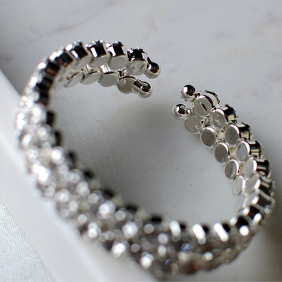 Victoire Silver Bracelet-2 row cuff