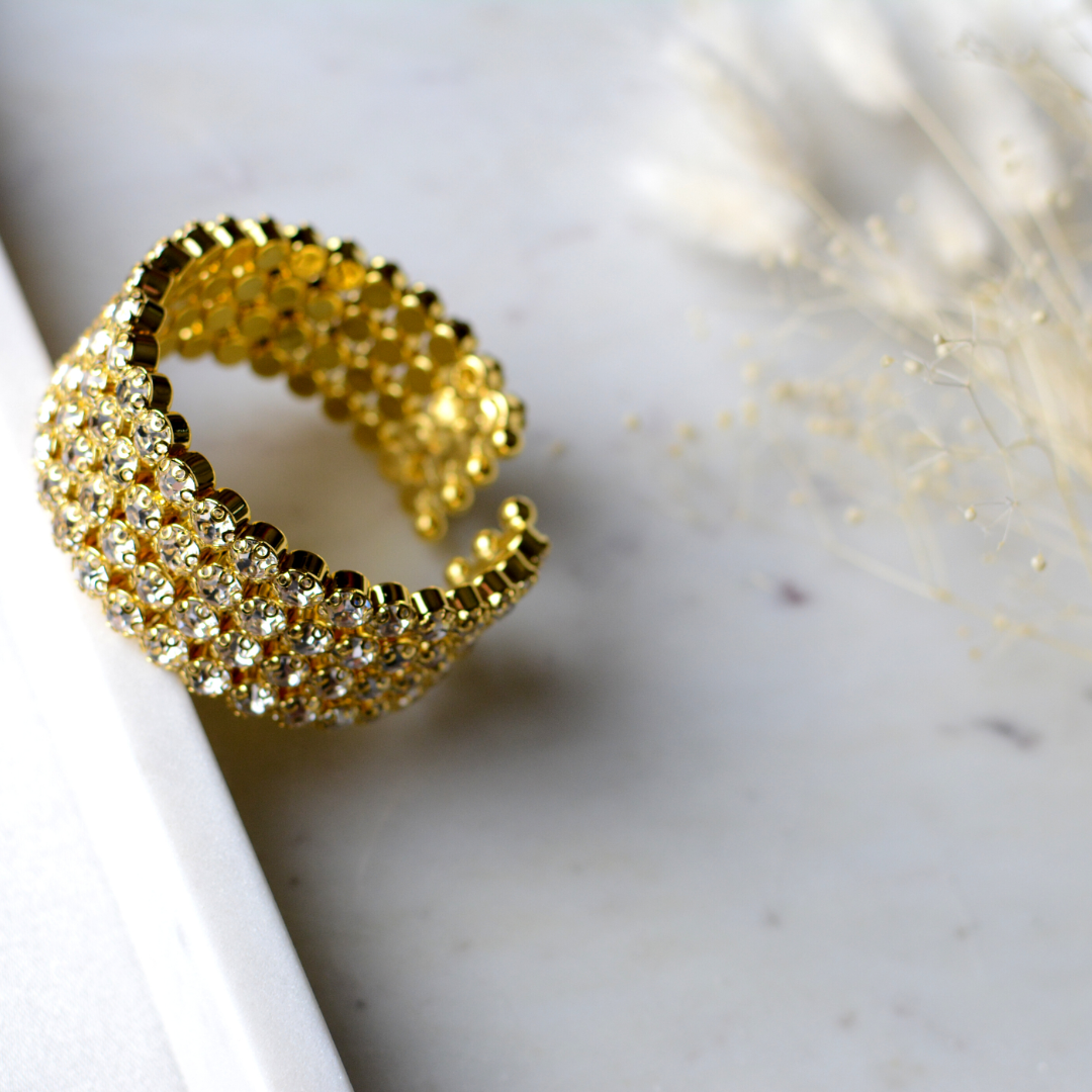 Victoire Gold Bracelet-4 row Diamond Cuff